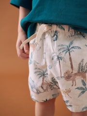 Ecru Safari Print Linen Blend Pull-On Shorts (3mths-7yrs) - Image 3 of 8
