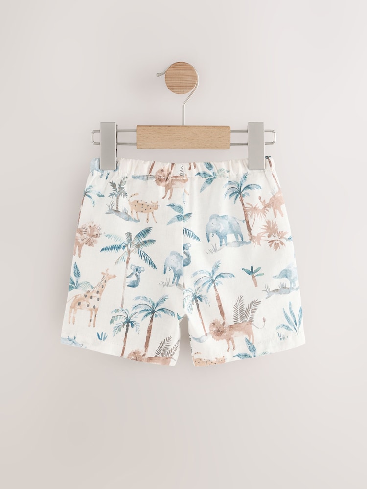 Ecru Safari Print Linen Blend Pull-On Shorts (3mths-7yrs) - Image 6 of 8