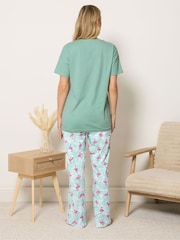 Long Tall Sally Green Short Sleeve Wide Leg Pyjamas Set - Image 3 of 5
