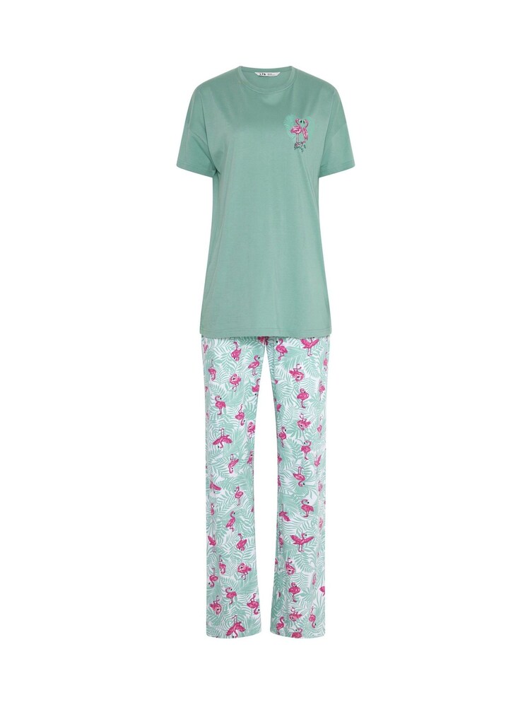 Long Tall Sally Green Short Sleeve Wide Leg Pyjamas Set - Image 5 of 5