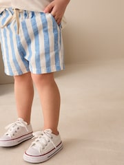 Blue/White Stripe Linen Blend Pull-On Shorts (3mths-7yrs) - Image 1 of 8