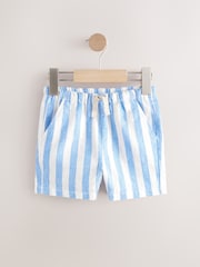 Blue/White Stripe Linen Blend Pull-On Shorts (3mths-7yrs) - Image 5 of 8