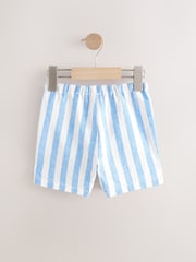 Blue/White Stripe Linen Blend Pull-On Shorts (3mths-7yrs) - Image 6 of 8
