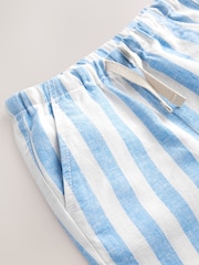 Blue/White Stripe Linen Blend Pull-On Shorts (3mths-7yrs) - Image 7 of 8