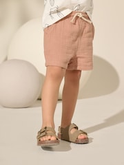 Maro Rugină - Pantaloni scurți texturați cu elastic în talie (3m-7ani) - Image 1 of 8