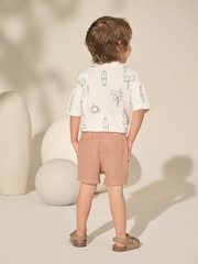 Maro Rugină - Pantaloni scurți texturați cu elastic în talie (3m-7ani) - Image 3 of 8