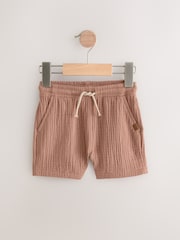 Maro Rugină - Pantaloni scurți texturați cu elastic în talie (3m-7ani) - Image 5 of 8