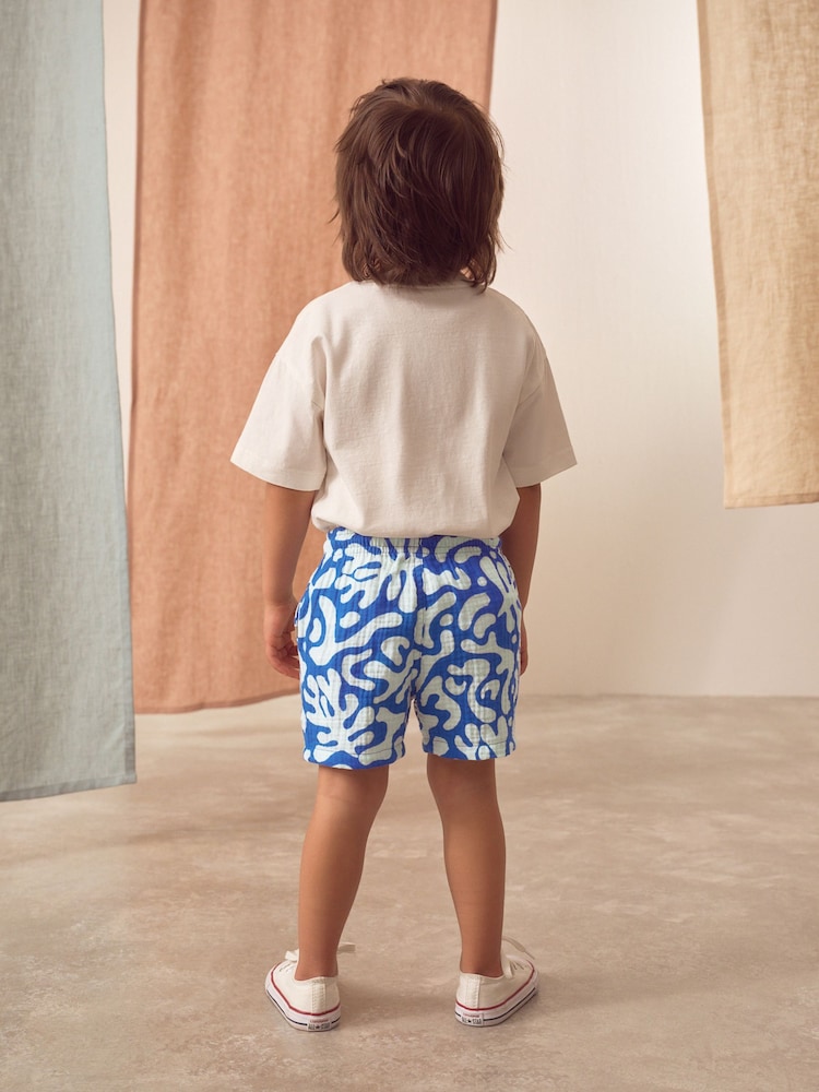 Imprimée bleue - Soft Textured Pull On Shorts (3mths-7yrs) - Image 2 of 8