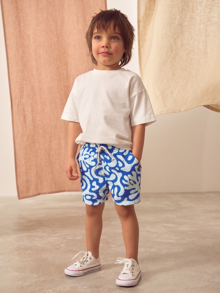 Imprimée bleue - Soft Textured Pull On Shorts (3mths-7yrs) - Image 3 of 8