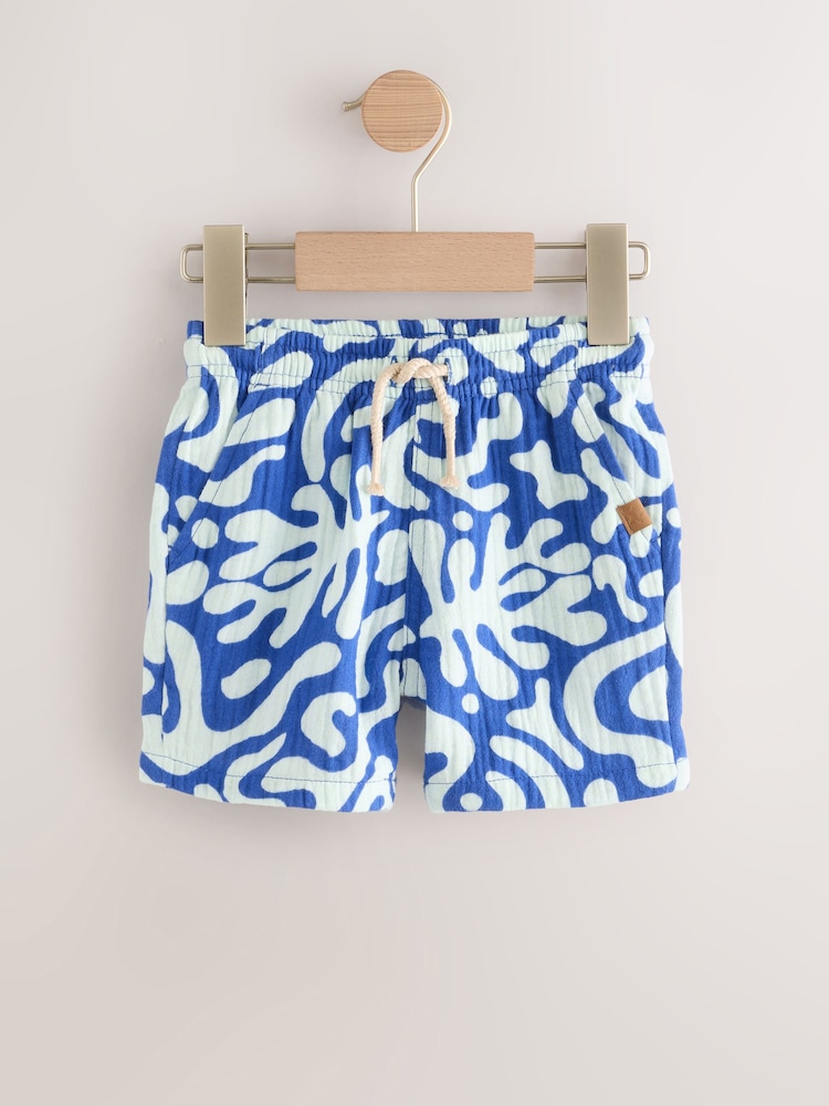 Imprimée bleue - Soft Textured Pull On Shorts (3mths-7yrs) - Image 5 of 8