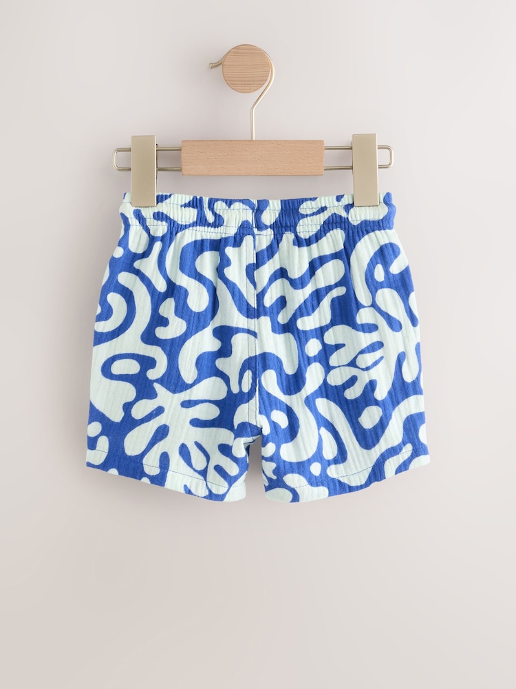 Imprimée bleue - Soft Textured Pull On Shorts (3mths-7yrs) - Image 6 of 8