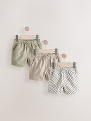 Sage/Stone/Neutral Check Pull On Shorts 3 Pack (3mths-7yrs) - Image 1 of 8