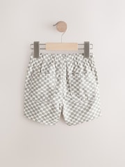 Sage/Stone/Neutral Check Pull On Shorts 3 Pack (3mths-7yrs) - Image 5 of 8