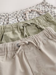 Sage/Stone/Neutral Check Pull On Shorts 3 Pack (3mths-7yrs) - Image 7 of 8