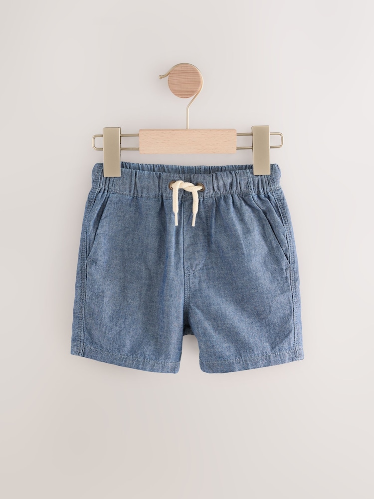 Stone/Chambray/Dino Printed Pull On Shorts 3 Pack (3mths-7yrs) - Image 4 of 6