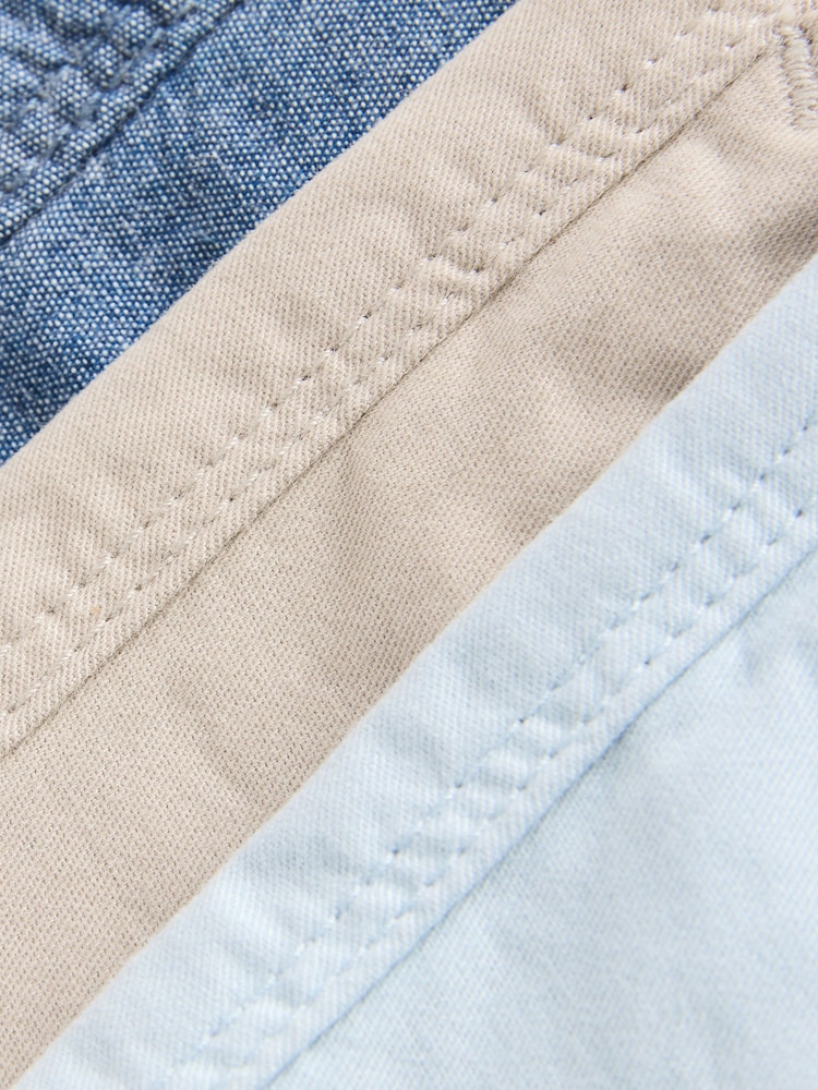 Stone/Chambray/Dino Printed Pull On Shorts 3 Pack (3mths-7yrs) - Image 5 of 6