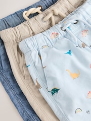 Stone/Chambray/Dino Printed Pull On Shorts 3 Pack (3mths-7yrs) - Image 6 of 6