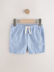 Chambray/Tan/Ecru Stripe Linen Blend Shorts 3 Pack (3mths-7yrs) - Image 2 of 7