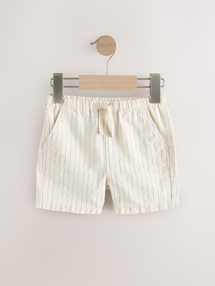 Chambray/Tan/Écru Rayé - Lot de 3 shorts en lin Blend (3mois à7ans) - Image 4 of 7