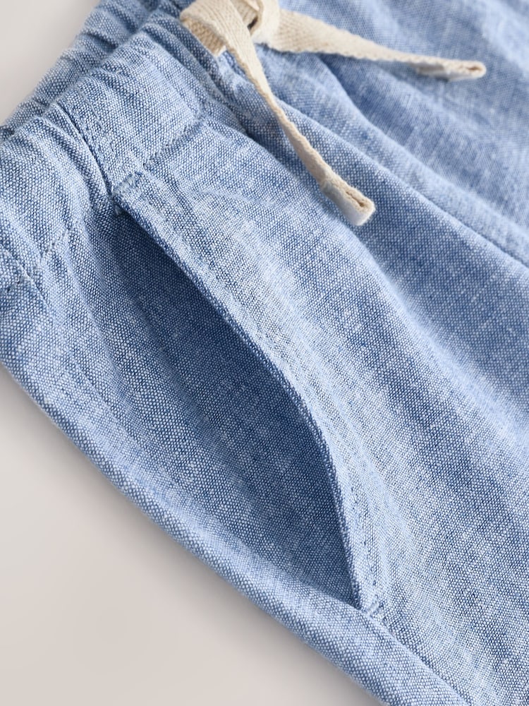 Chambray/Tan/Ecru Stripe Linen Blend Shorts 3 Pack (3mths-7yrs) - Image 7 of 7