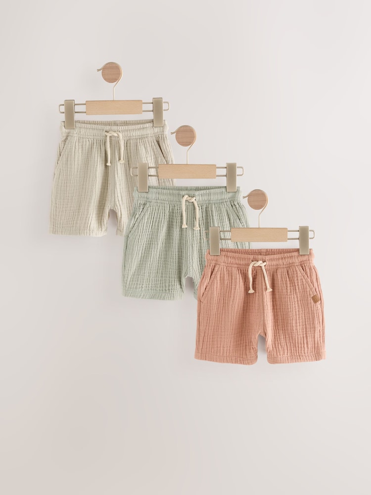 belkasto zelena zelena/nevtralne barve/Rust Brown - Komplet mehkih teksturiranih kratkih hlač 3 (3mesecev-7yrs) - Slika 1 iz 7 belkasto zelena zelena/nevtralne barve/Rust Brown - Komplet mehkih teksturiranih kratkih hlač 3 (3mesecev-7yrs) - Slika 1 iz 7