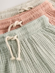 Verde salvie Verde/Neutru/Ruginiu Maro - Pantaloni scurți texturați moi 3 Pachet (3luni-7ani) - Image 6 of 7