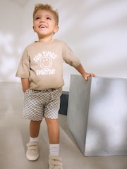 Neutral Checkerboard Pull On Shorts (3mths-7yrs) - Image 3 of 7