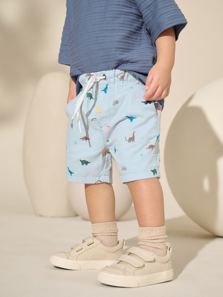 Pale Blue Dino Print Pull On Shorts (3mths-7yrs) - Image 2 of 8 Pale Blue Dino Print Pull On Shorts (3mths-7yrs) - Image 2 of 8