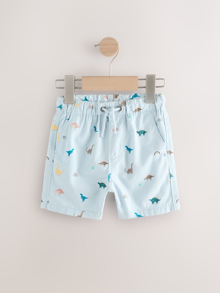 Pale Blue Dino Print Pull On Shorts (3mths-7yrs) - Image 5 of 8