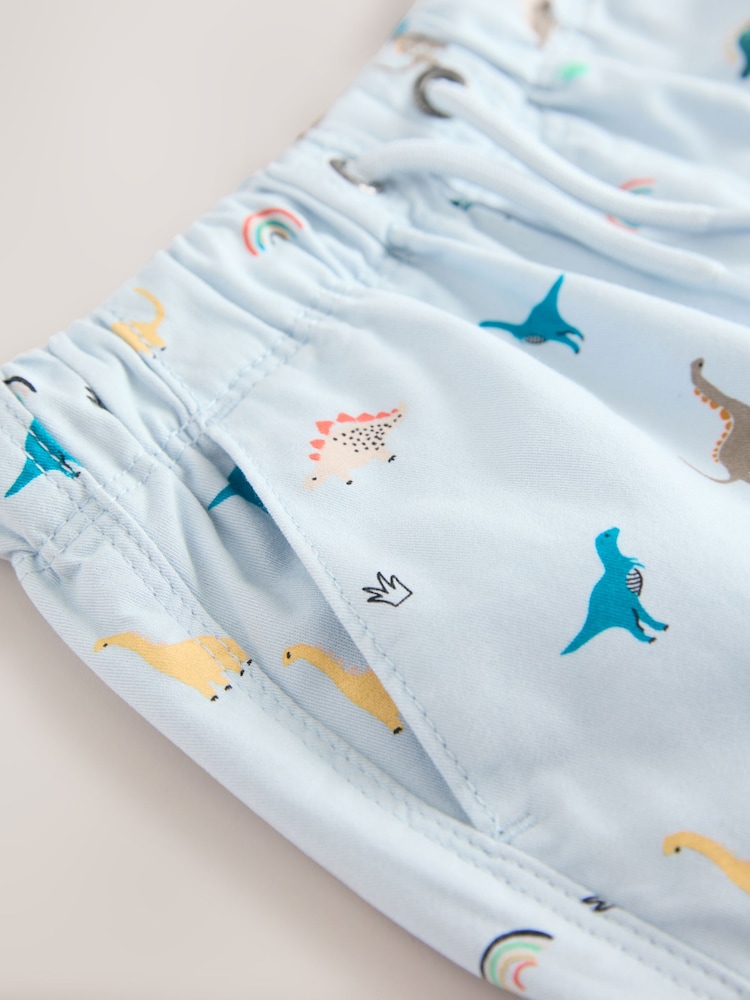 Pale Blue Dino Print Pull On Shorts (3mths-7yrs) - Image 7 of 8