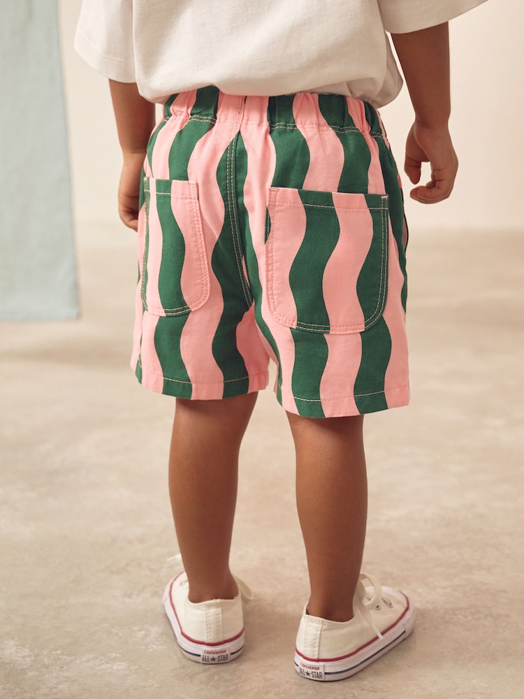 Vert/Rose Rayé - Short à enfiler (3mois à7ans) - Image 3 of 6