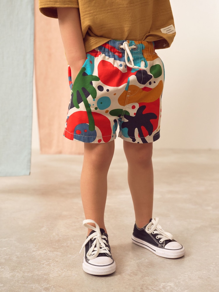 Multi Palm Print Pull On Shorts (3mths-7yrs) - Image 1 of 8