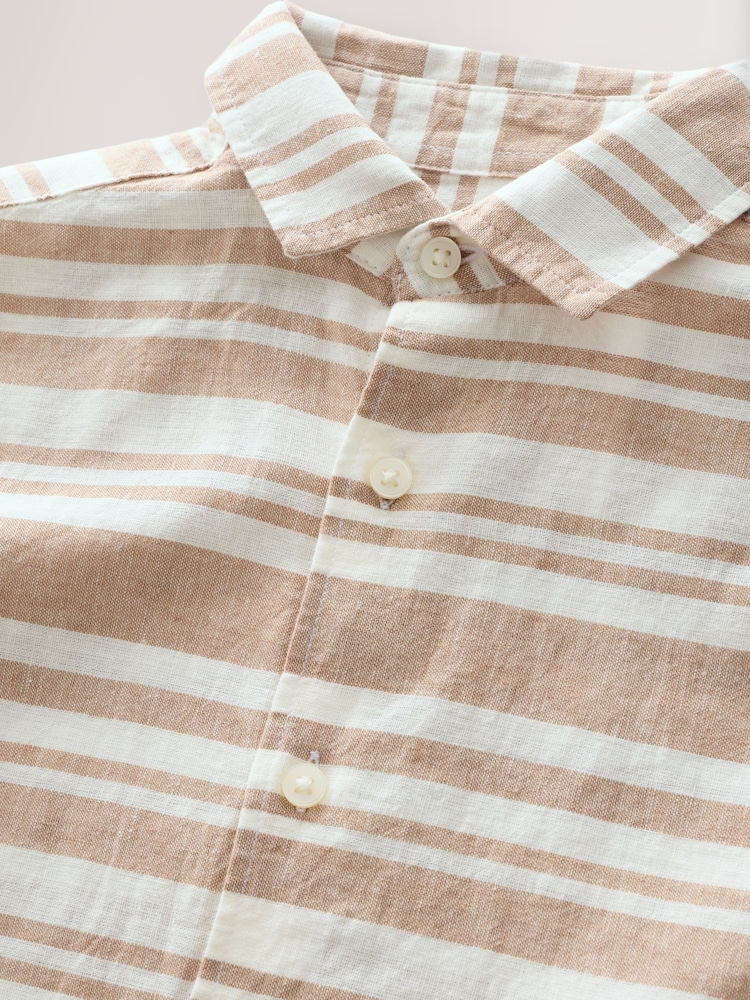 Stone Short Sleeves Striped Linen Shirt - Image 2 of 3