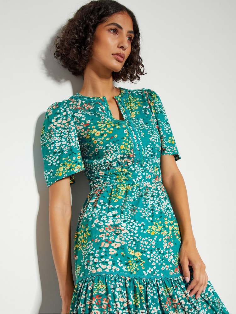 Monsoon Blue Micola Short Sleeve Floral Midi Dress - Image 2 of 4