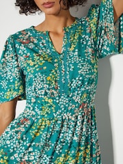 Monsoon Blue Micola Short Sleeve Floral Midi Dress - Image 4 of 4