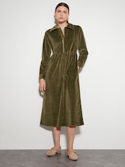 Monsoon Green Alana Cord Zip Midi Dress - Image 1 of 5