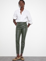 Monsoon Green Paige High Rise Faux Leather Leggings - Image 1 of 5