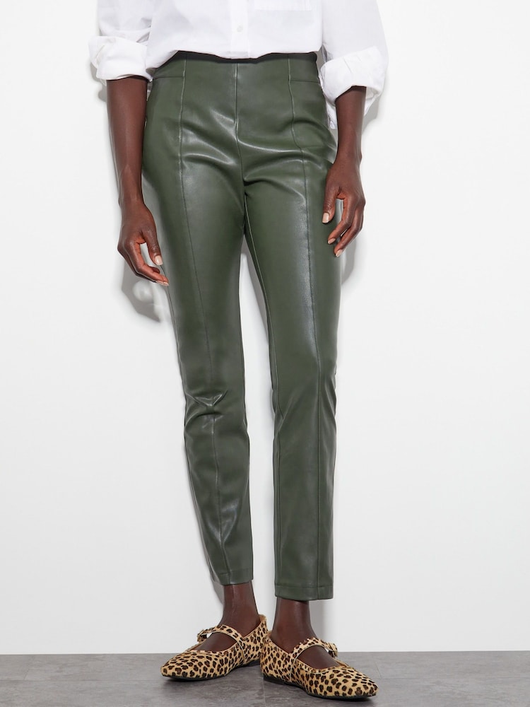 Monsoon Green Paige High Rise Faux Leather Leggings - Image 2 of 5