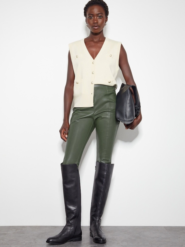 Monsoon Green Paige High Rise Faux Leather Leggings - Image 5 of 5