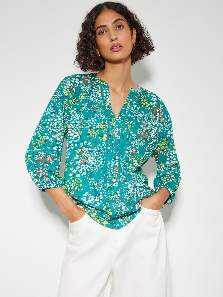 Monsoon Blue Micola Floral Jersey Top - Image 1 of 4