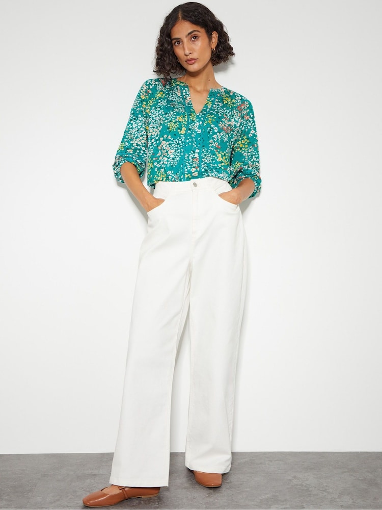 Monsoon Blue Micola Floral Jersey Top - Image 2 of 4