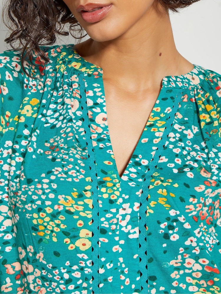 Monsoon Blue Micola Floral Jersey Top - Image 4 of 4