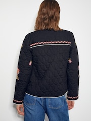 Monsoon Black Elisha Floral Embroidered Quilted Jacket - Image 3 of 4