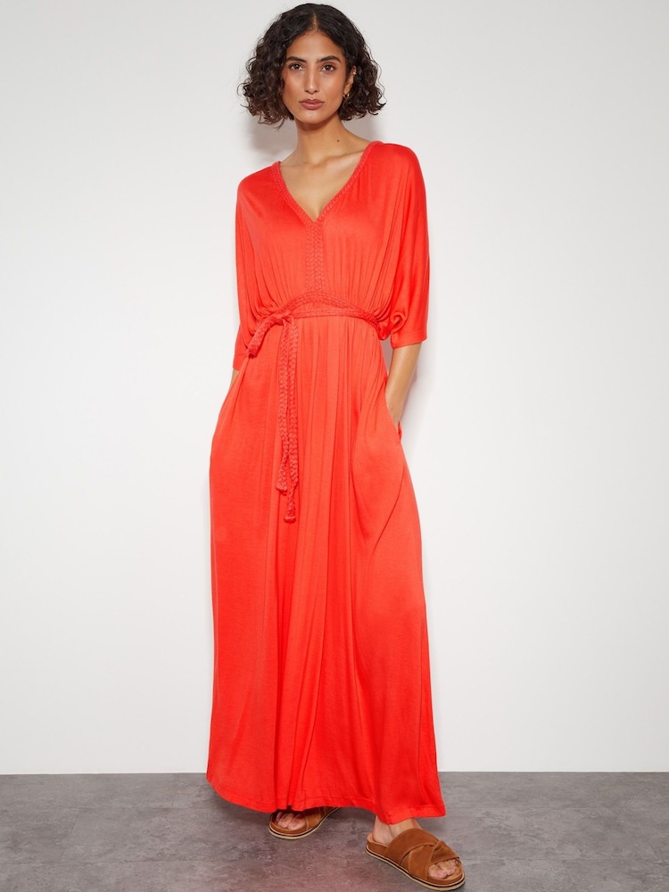 Monsoon Orange Everly Jersey Dress - Image 1 of 4