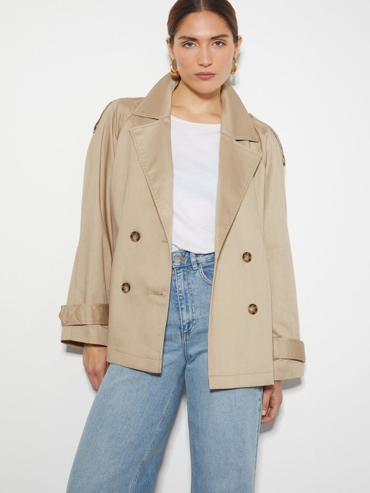 Monsoon Natural Savannah Short Double-Breasted Coat - Image 1 of 5