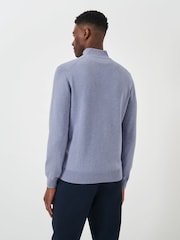Crew Clothing Blue Quarter Zip Knitted 100% Cotton Jumper - Image 2 of 5