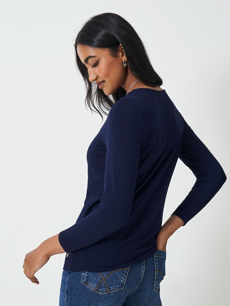 Crew Clothing Company Blue Jemma Boat Neck Top - Image 2 of 4