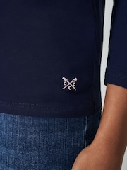 Crew Clothing Company Blue Jemma Boat Neck Top - Image 3 of 4