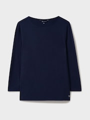 Crew Clothing Company Blue Jemma Boat Neck Top - Image 4 of 4