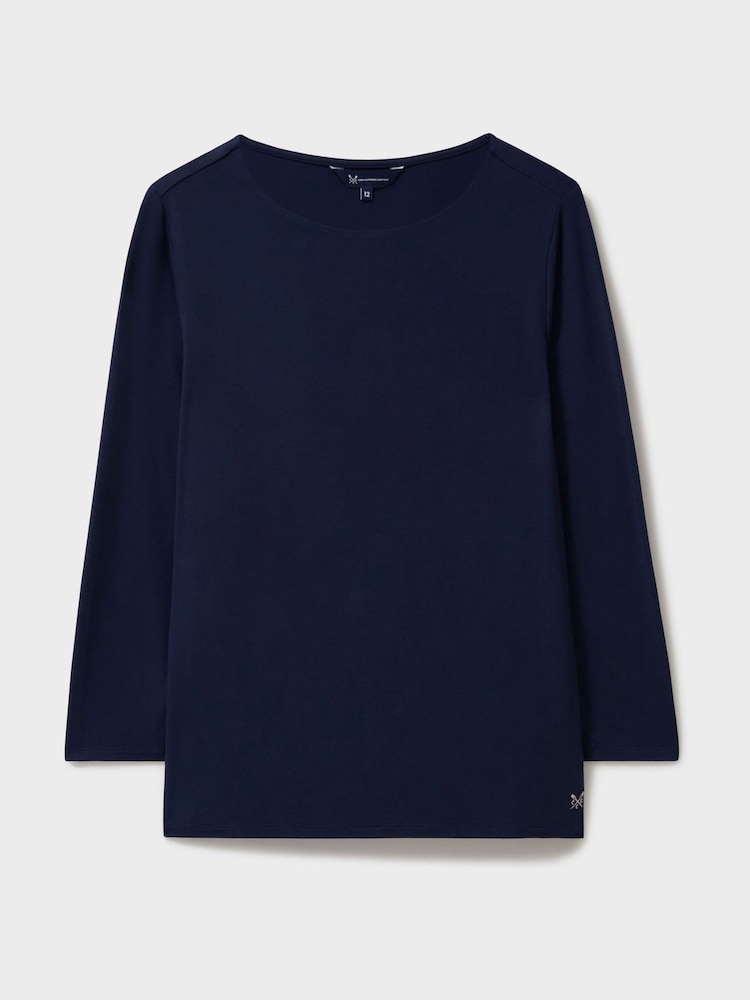 Crew Clothing Company Blue Jemma Boat Neck Top - Image 4 of 4